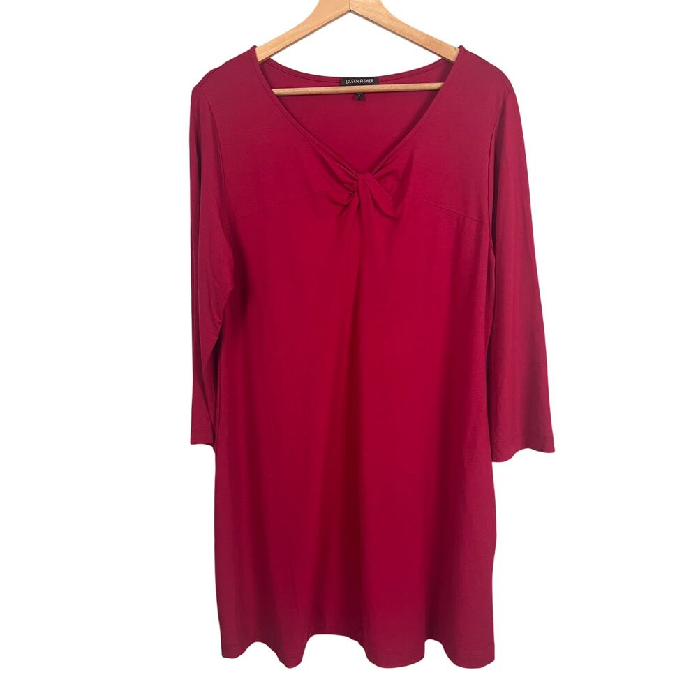 EILEEN FISHER Women's L Pink Rayon Blend Stretch USA Minimalist Modest Tunic Top